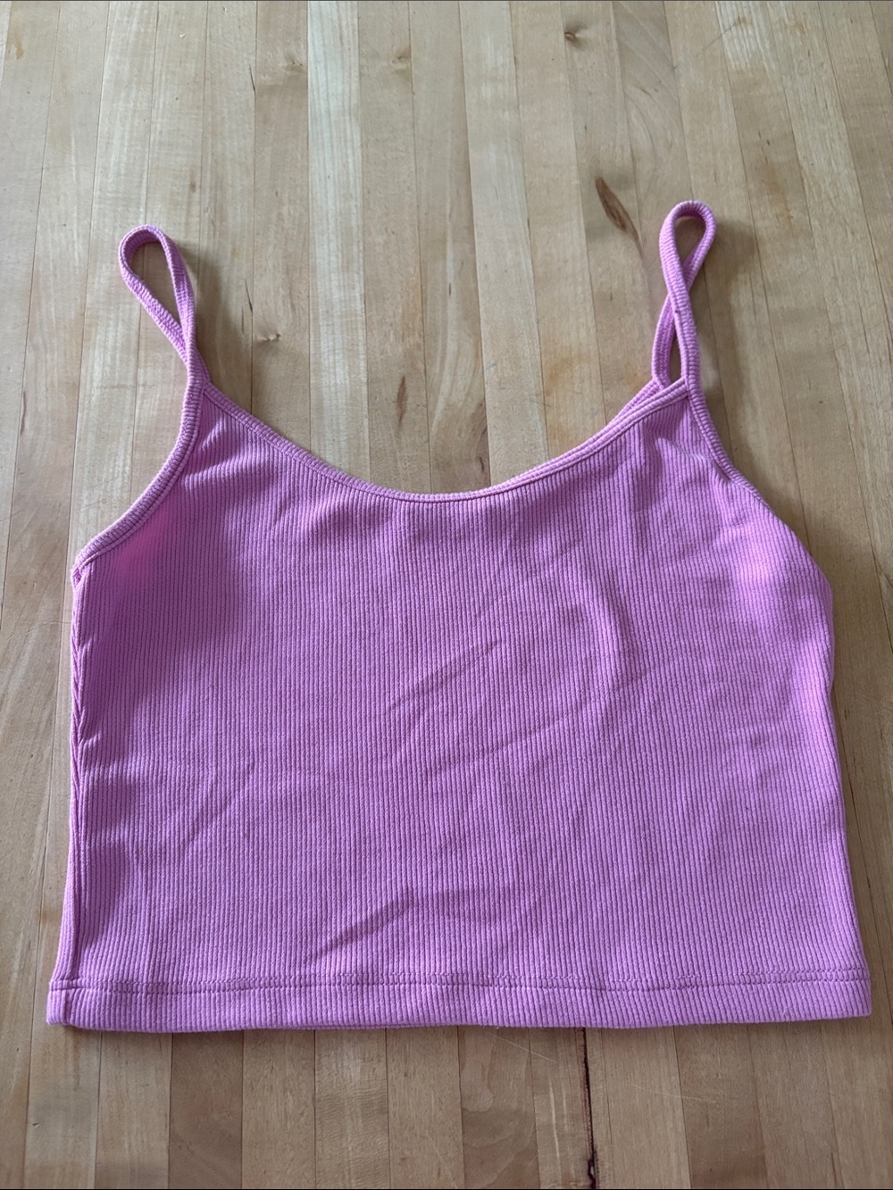 Brandy Melville Women's Pink Ribbed Tank Top One Size
